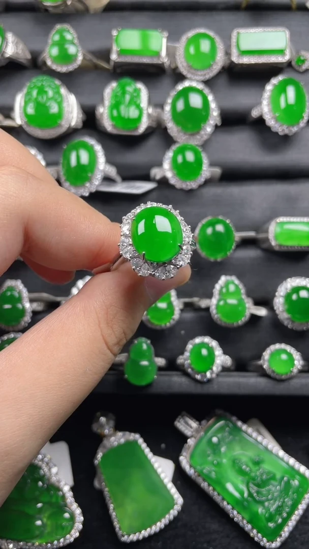 银S925镶嵌戒指翡翠翡翠