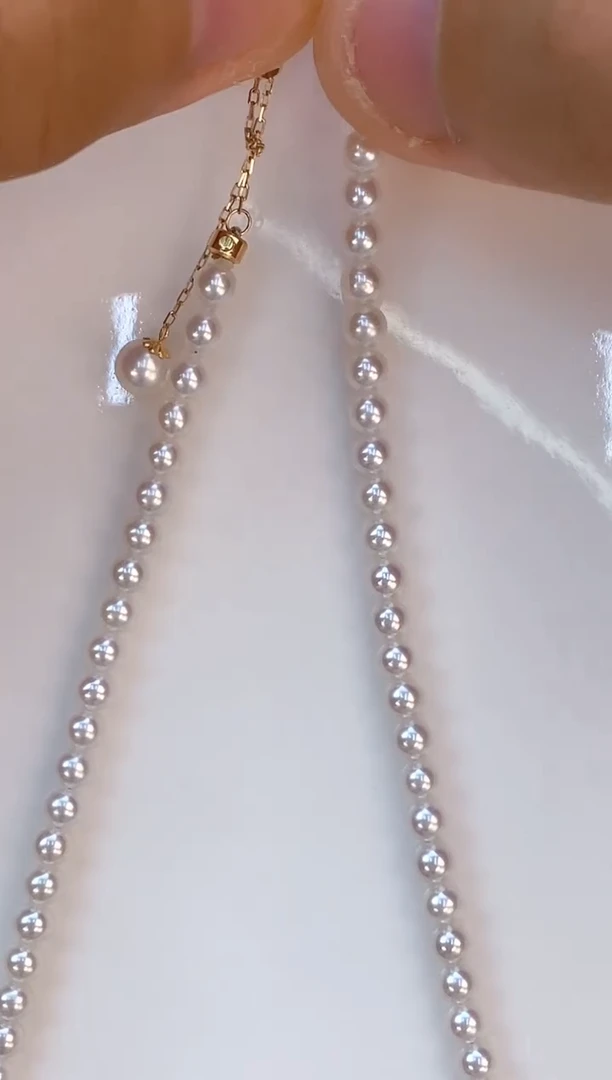 项链18K金镶嵌淡水珍珠3.5-4