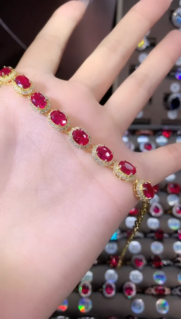 无925银鸽血红色手链