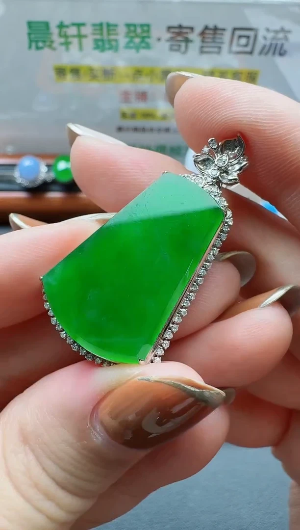 颈饰18K金镶嵌翡翠j*l寄售回流，24小时鉴赏期