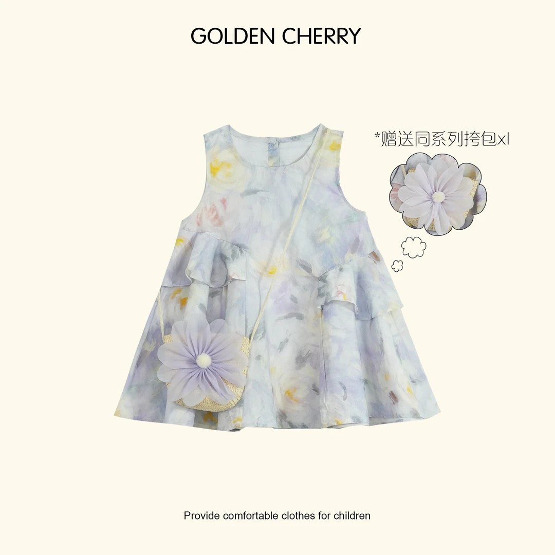 【金樱桃Golden cherry】小童捏褶无袖娃娃衫and小包连衣裙52889
