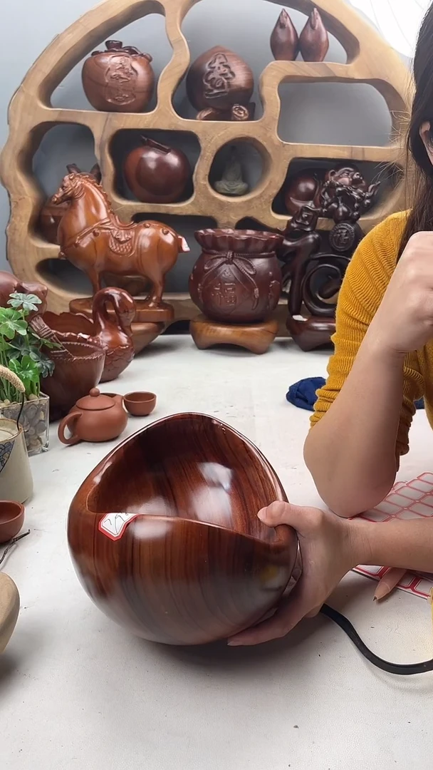 香樟木A7精品元宝果盆/尺寸23*16*12