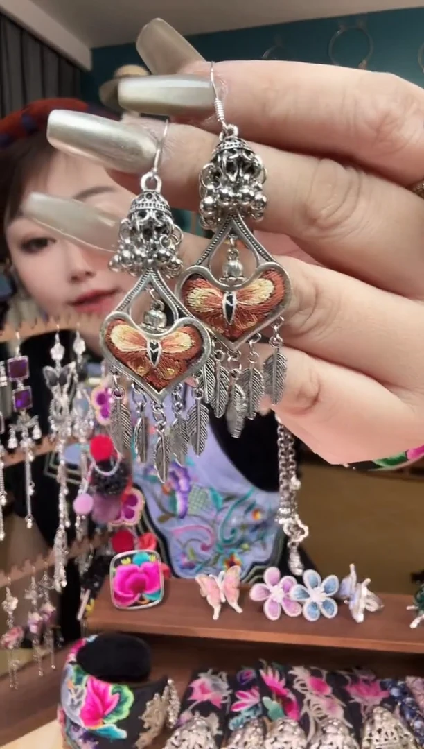 刺绣纯手工民族风刺绣耳环