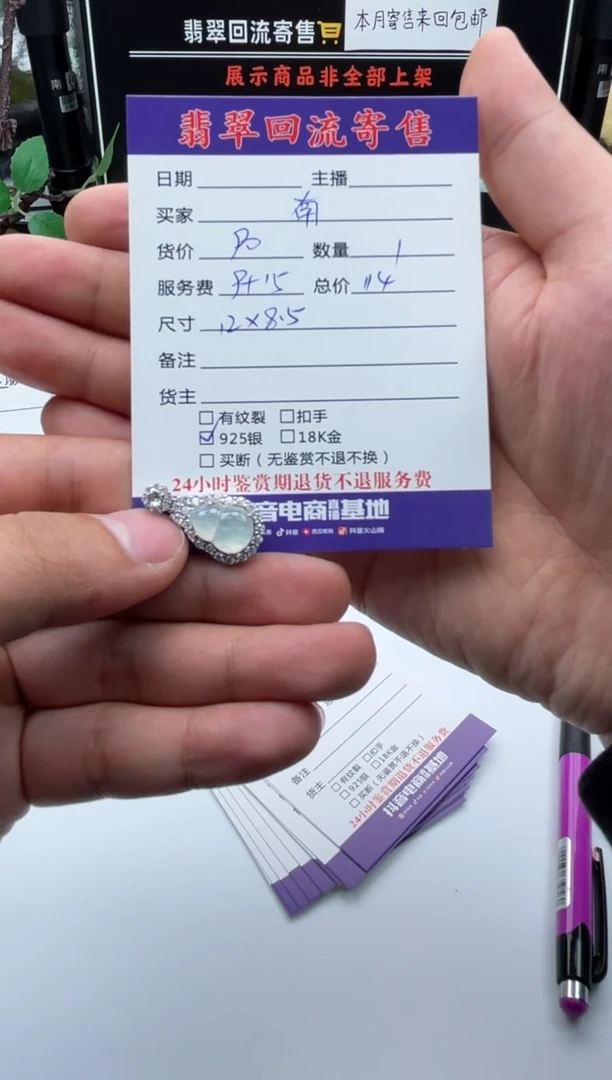 【闪购商品】翡翠颈饰银S925镶嵌挂件