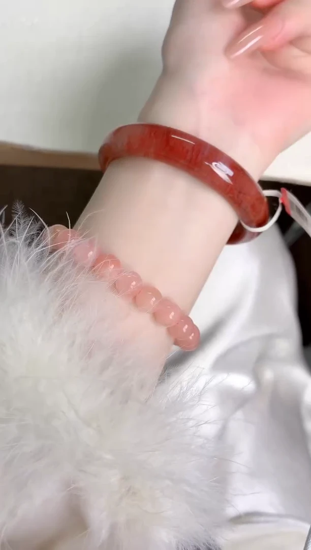 未镶嵌手镯石英质玉桃花酿173-圈口56.5-246