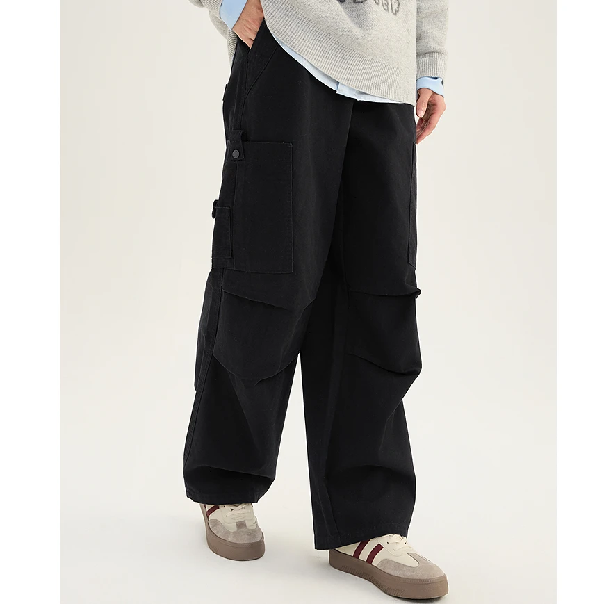 SANFU/三福25秋季男士美式工装休闲裤时尚大直筒橡筋腰裤子497527