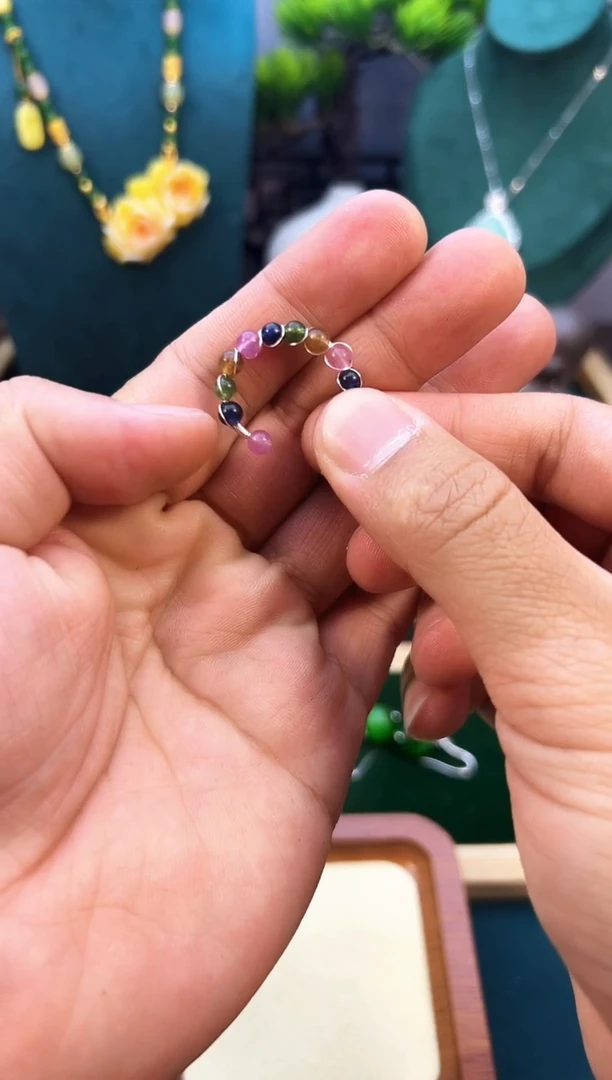 碧玺戒指银S925镶嵌J10