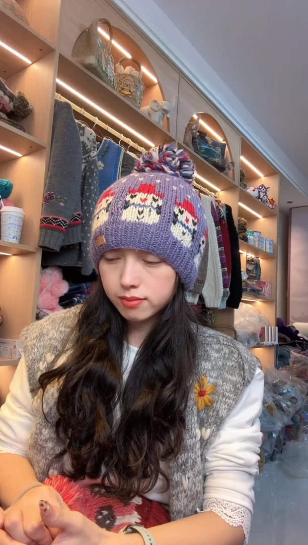 羊毛美丽如雪人帽子