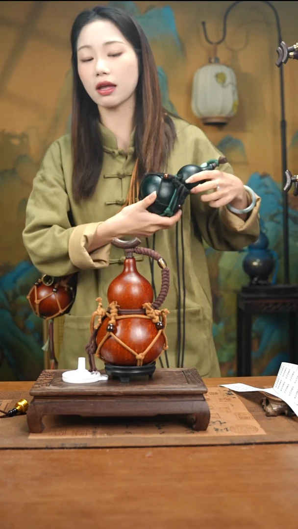 YE018复古网兜款天然酒葫芦（一物一拍）