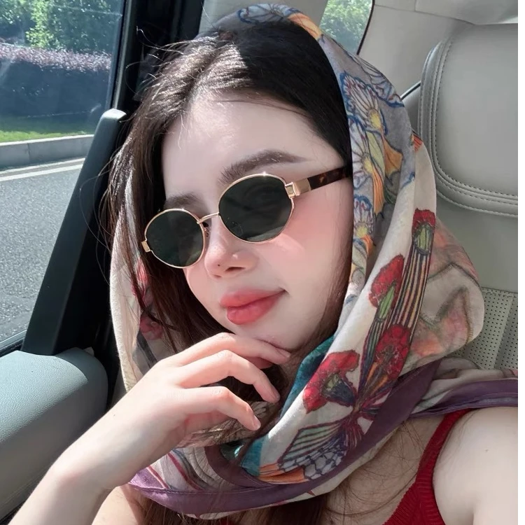 春夏110*110百变防晒方巾法式复古印花头巾西丽棉围巾空调房披肩