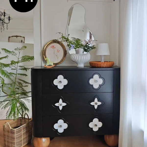 PH家居四叶草餐边柜法式复古实木储物柜餐厅多功能收纳柜玄关柜