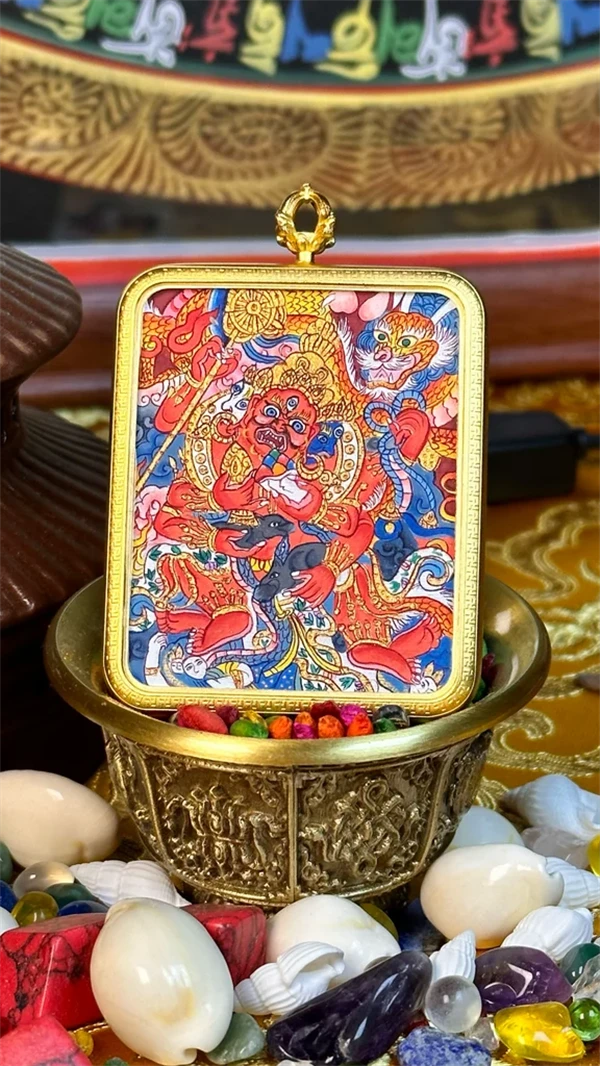 唐卡吊坠西藏纯手绘【红C】高卡青海热贡非遗矿物颜料正品保真