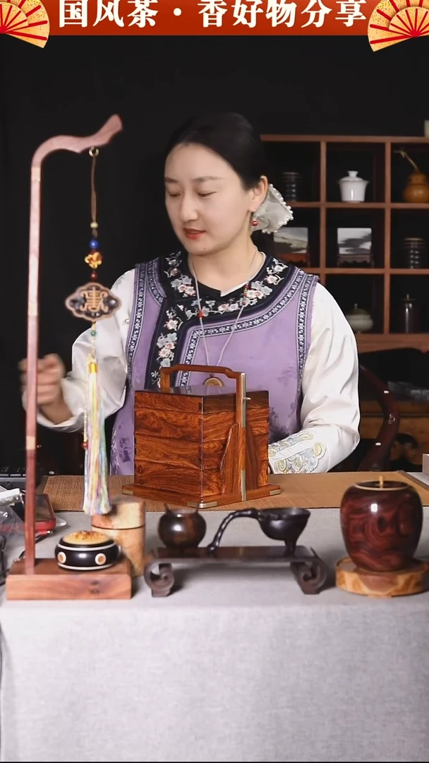 红酸枝木类家具DC608微凹黄檀墨西哥红酸枝正方提梁盒