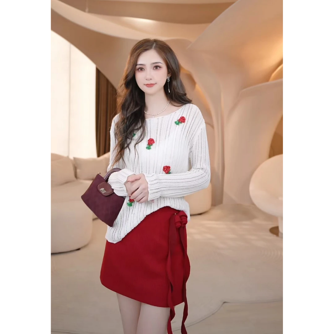 COCO BECCI【玫瑰故事】蔓玫绯韵优雅气质精致半裙CFXYC271073