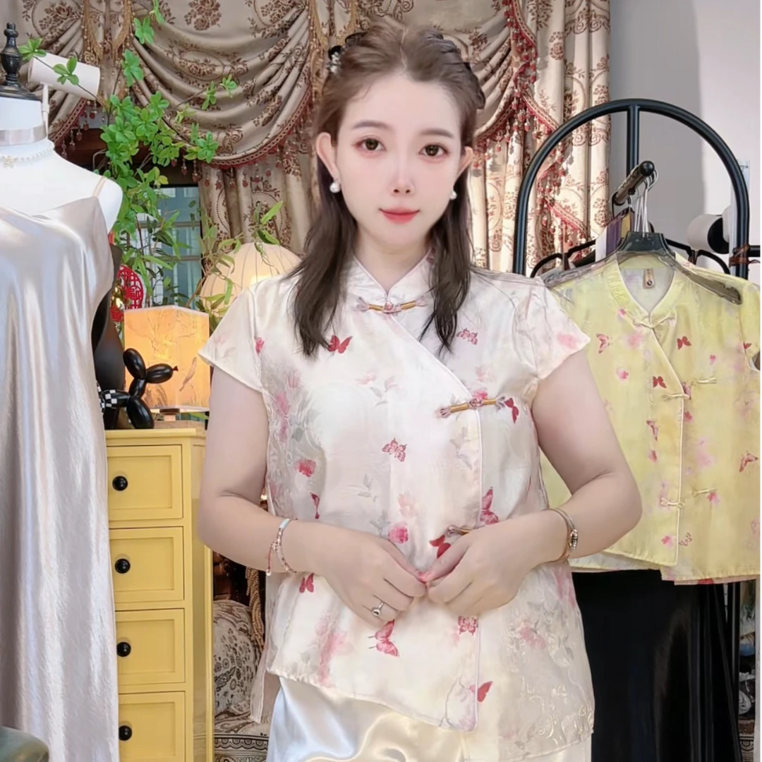 正版（五彩缤纷）新中式时尚复古百搭短袖马甲上衣