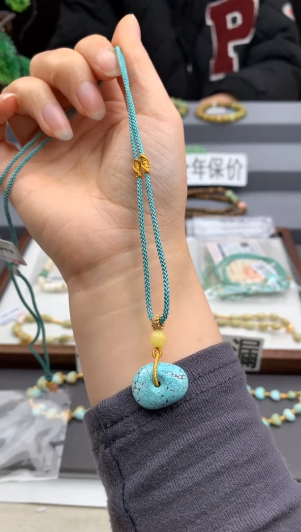 未镶嵌绿松石锁骨链茜.D125