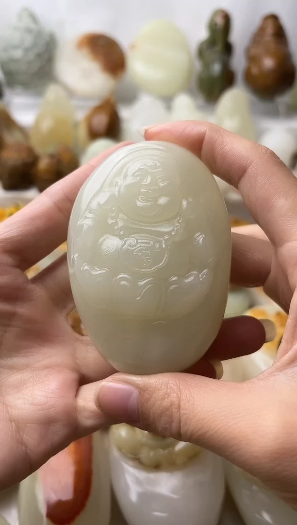 石材古青石棉纹正常不退换弥勒佛微瑕