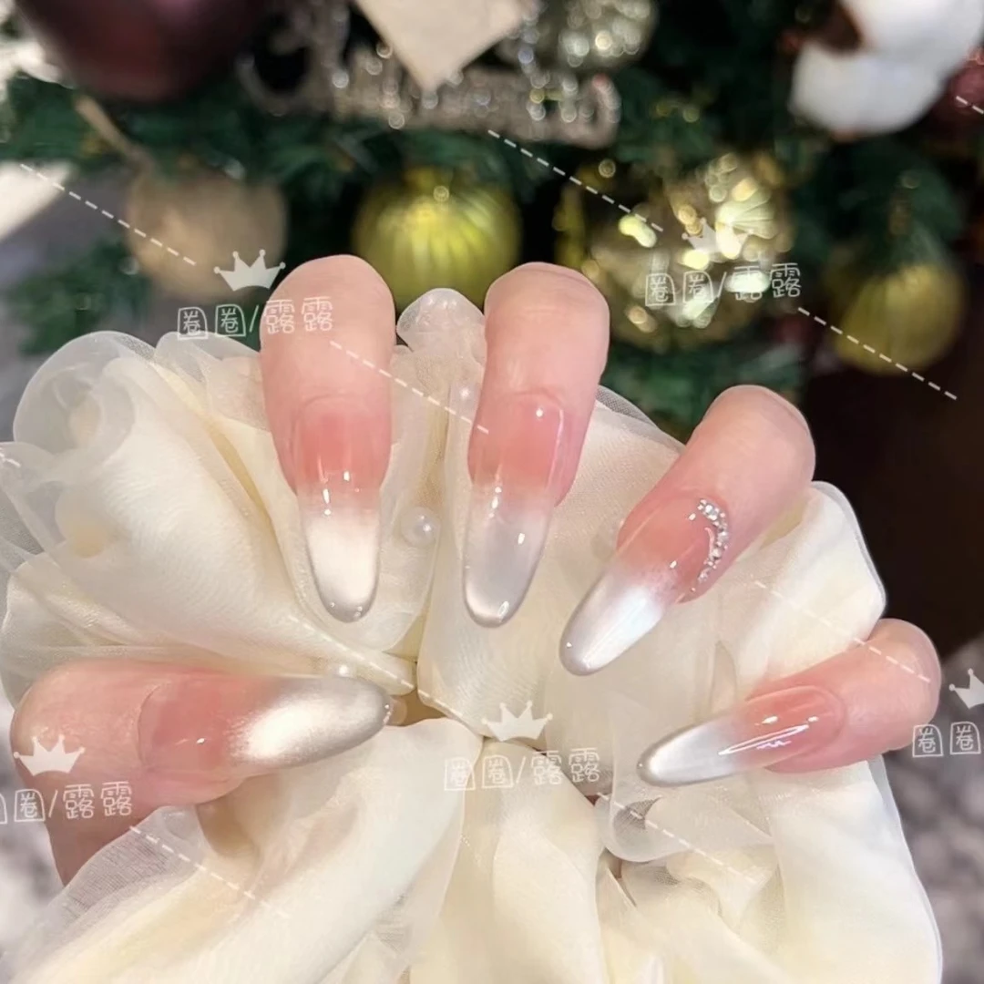 【月光精灵】纯手工穿戴甲高级轻奢穿戴式美甲贴中长款显白百搭美甲
