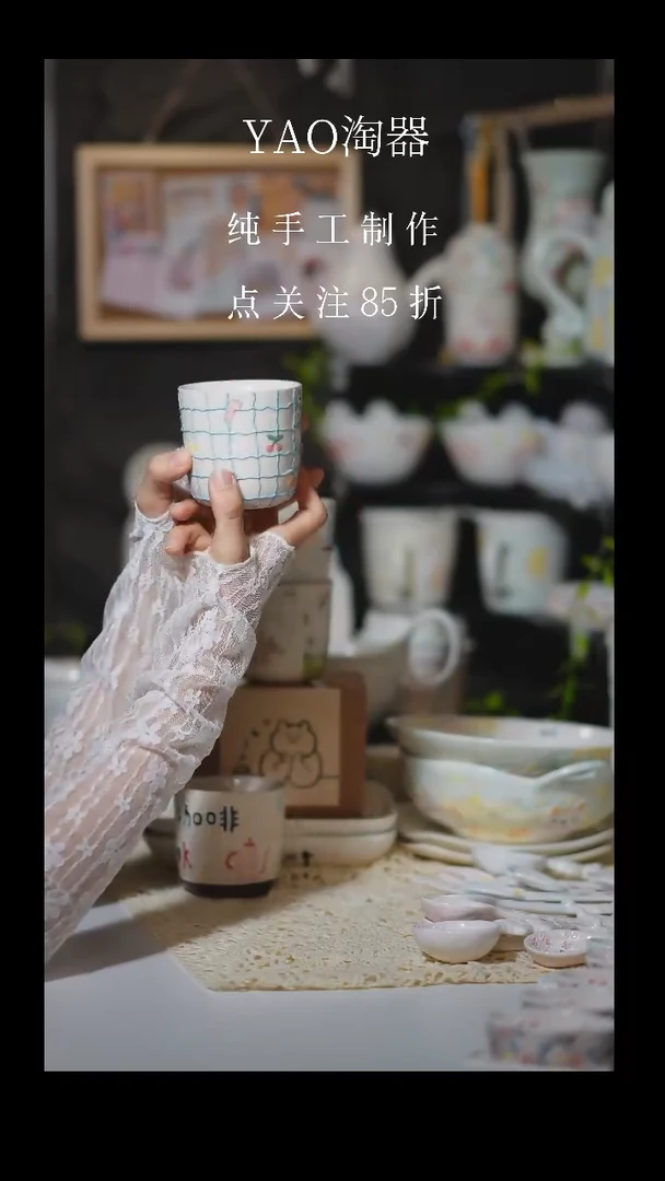 七夕立体釉杯子小熊