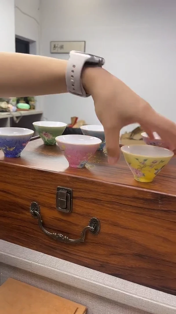 景德镇高温烧一套斗笠扒花花鸟