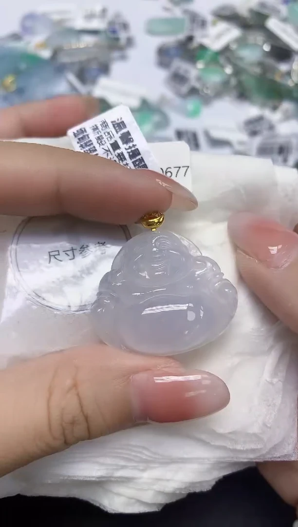 颈饰18K金镶嵌翡翠天然缅甸翡翠A货百元以上9元证书费自理