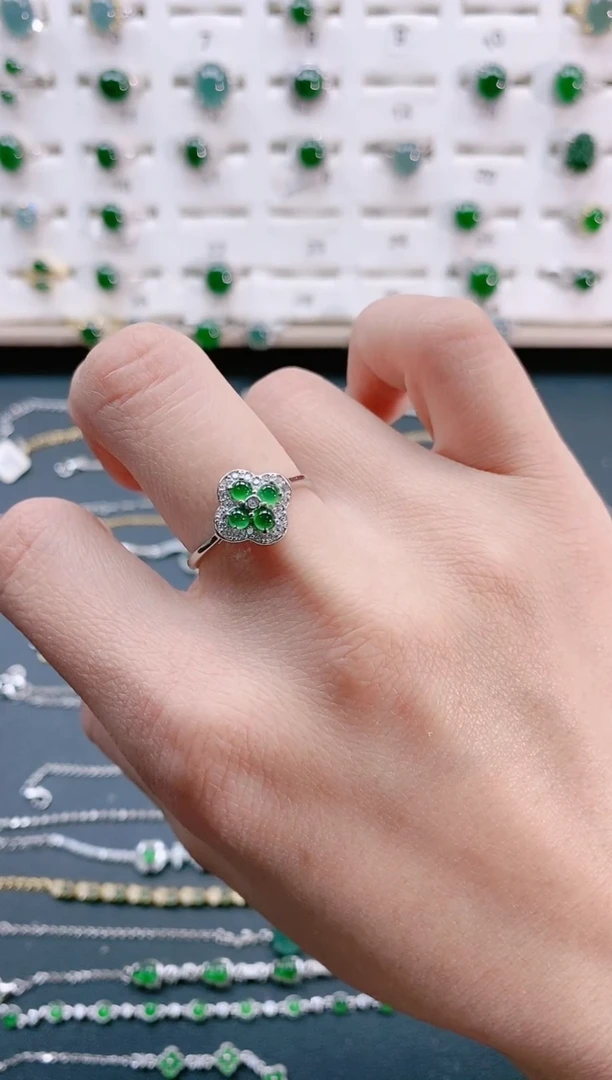 【闪购商品】翡翠戒指银S925镶嵌天然翡翠