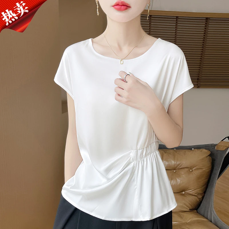 品牌女装正品2025短袖时尚洋气小衫女显瘦气质设计感透气凉感上衣