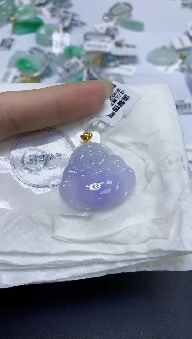 颈饰18K金镶嵌翡翠天然缅甸翡翠A货百元以上9元证书费自理