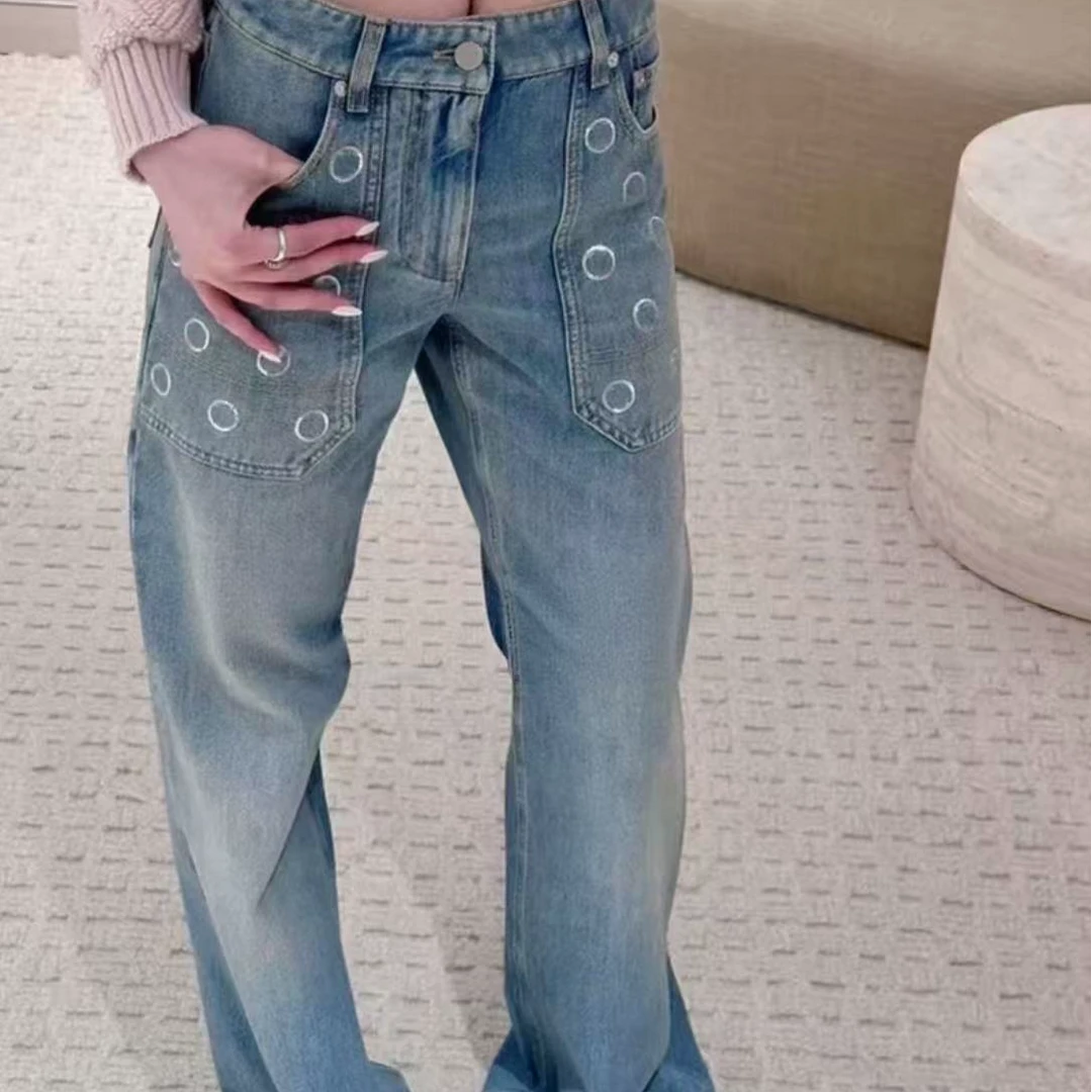 B369口袋亮片牛仔裤