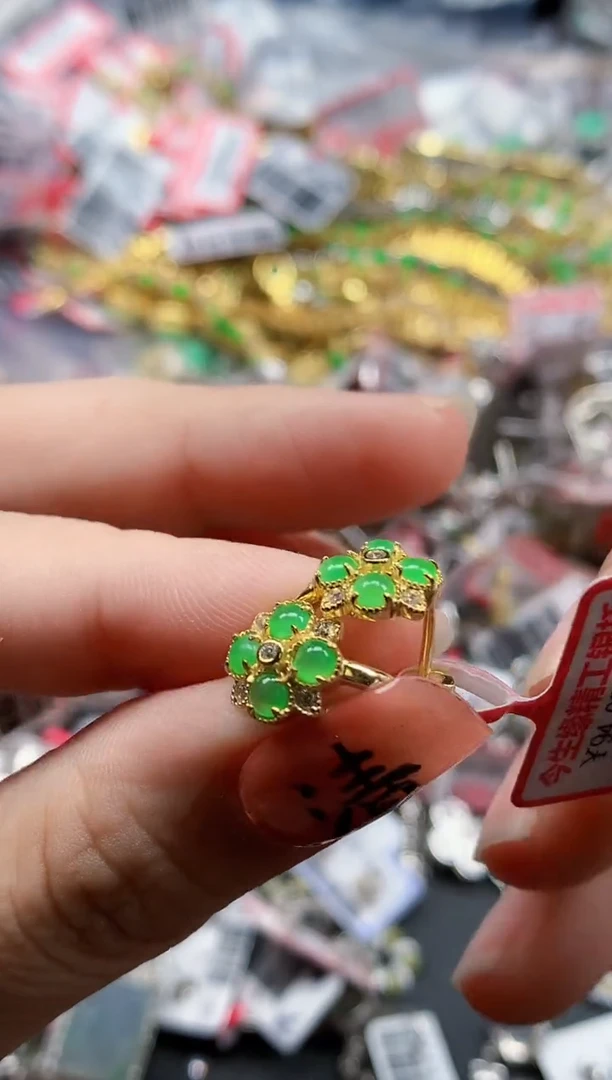 银S925镶嵌戒指翡翠天然A货缅甸翡翠