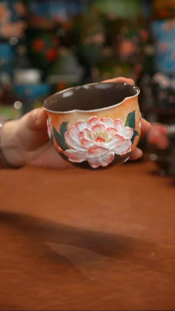 紫泥油画釉下彩手绘