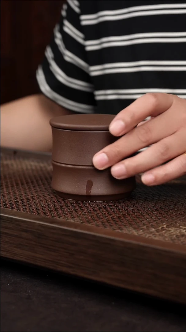 茶壶紫砂紫泥竹节茶叶罐