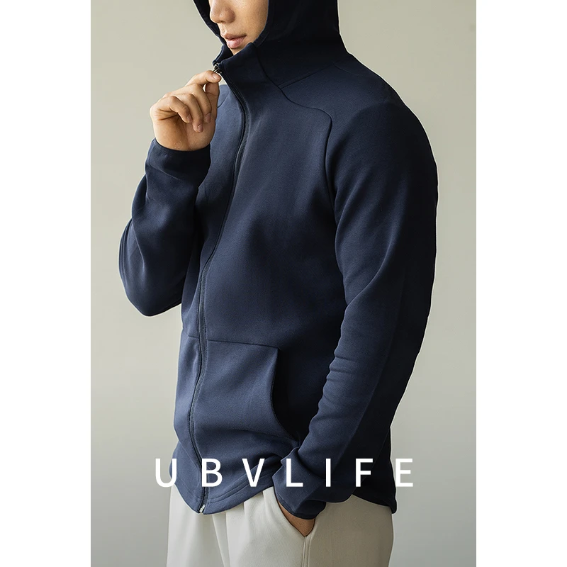 【都市运动系列】春季薄款螺纹连帽廓形卫衣外套男士宽松休闲帽衫