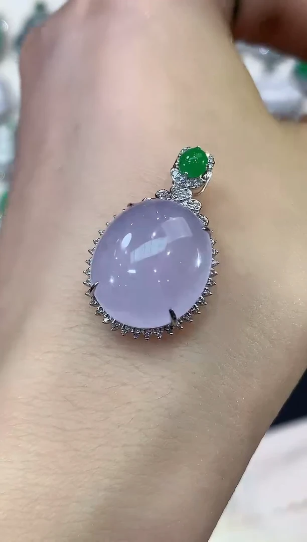 吊坠(不含链)18K金镶嵌翡翠B153 紫货有色差