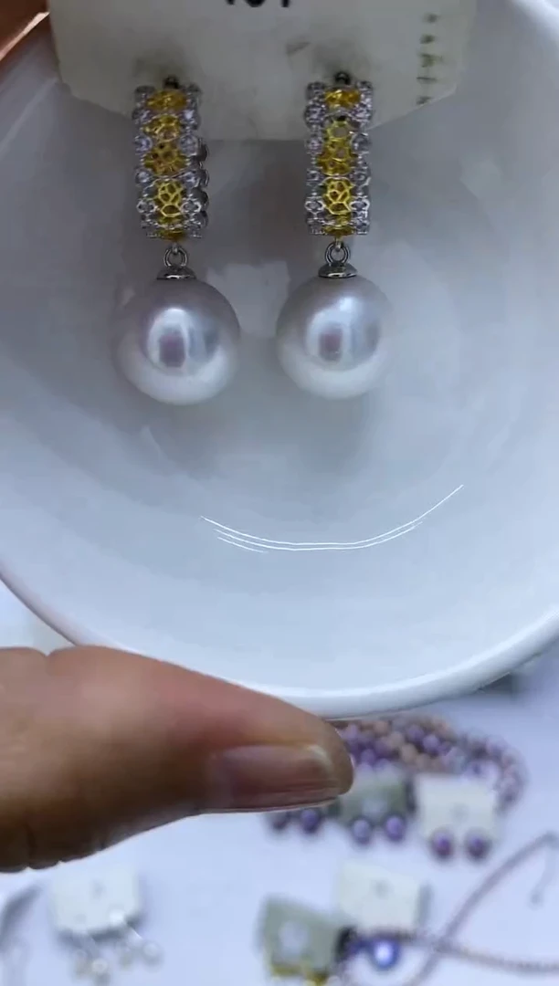 银S925镶嵌淡水珍珠耳饰131