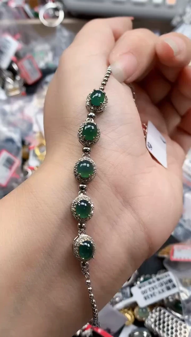 银S925镶嵌戒指翡翠天然A货缅甸翡翠