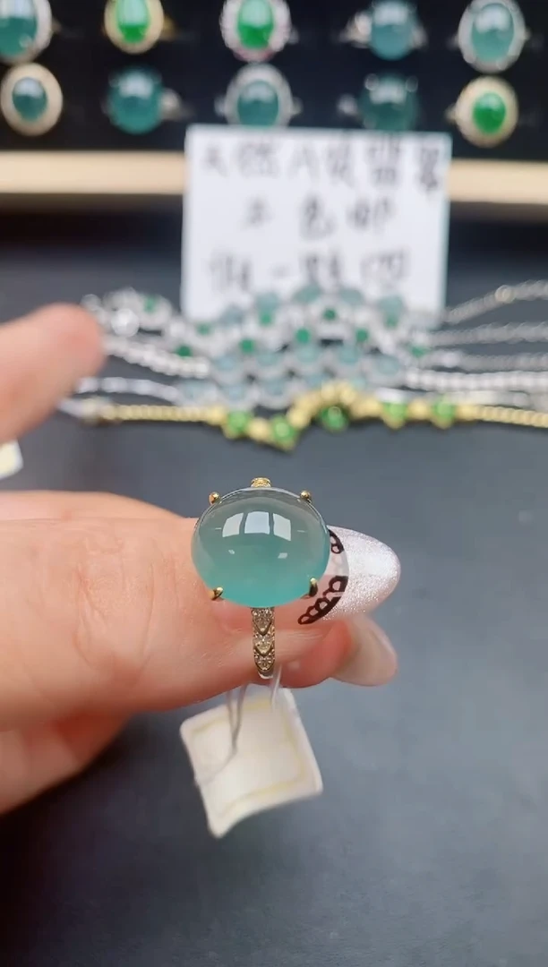 翡翠戒指银S925镶嵌1321