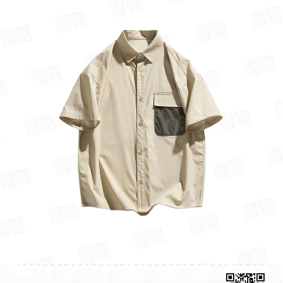 6305-短袖衬衫-美式纯色百搭款（锦纶面料-凉爽丝滑）