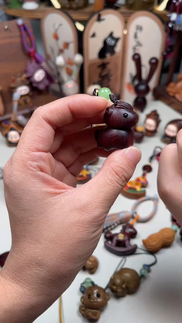 檀香木紫檀小胖马挂件