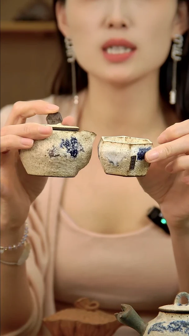 言野手作  粉引多宝宝瓶+六方杯子