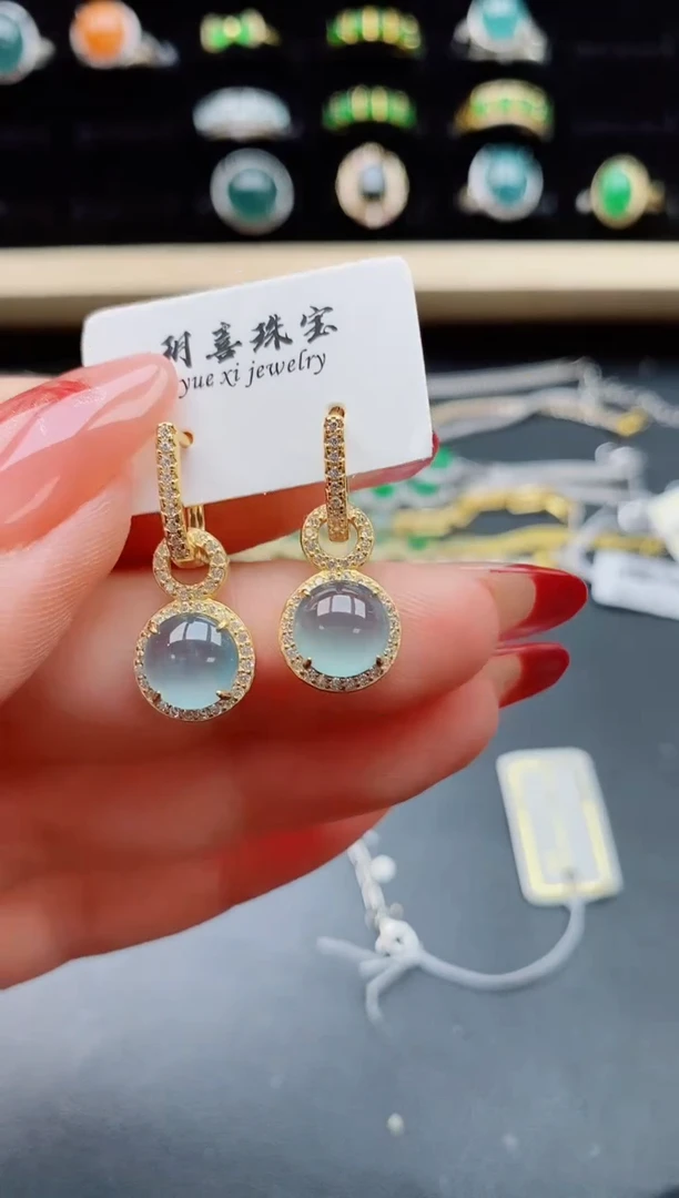 【闪购商品】翡翠耳饰银S925镶嵌5080550