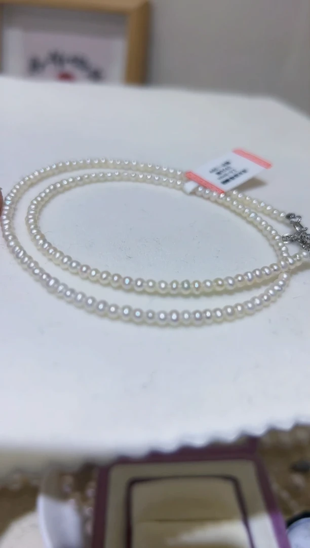 【闪购商品】淡水珍珠项链银S925镶嵌35淡水珍珠99