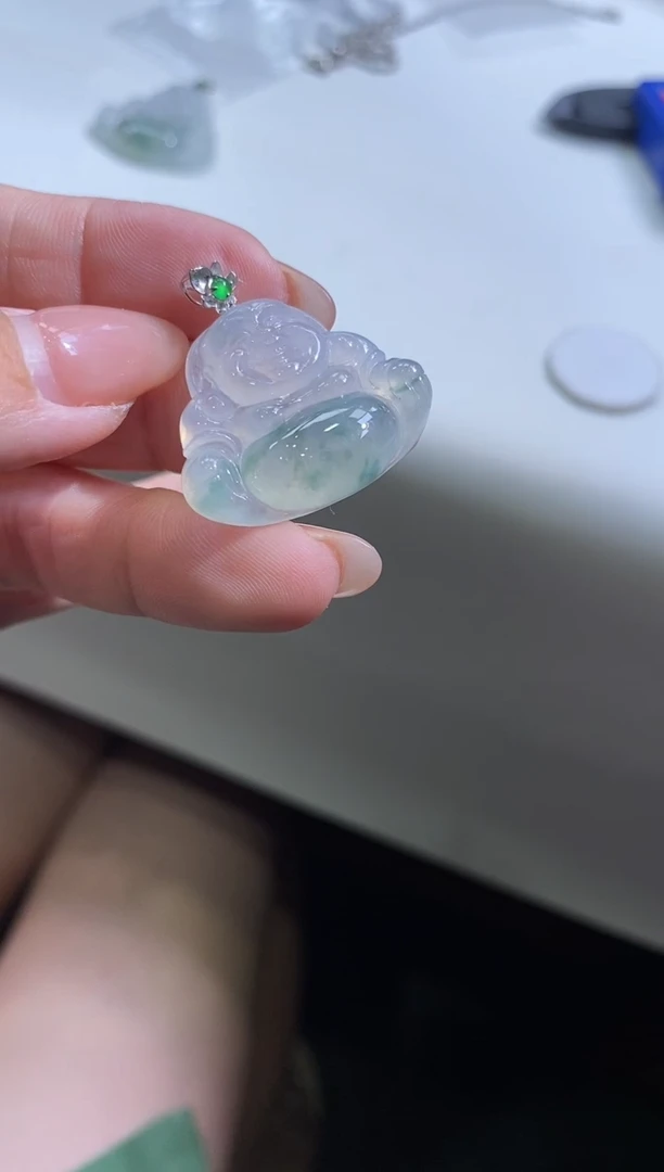 翡翠18K金镶嵌吊坠(不含链)佛公