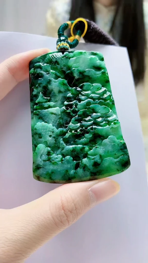 未镶嵌定制翡翠4812zm-毛货挂件山水11