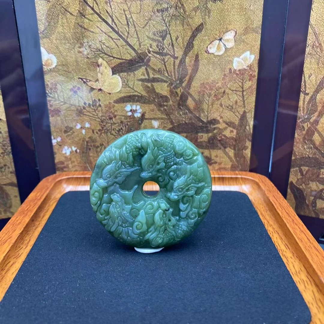 和田玉九龙平安扣吊坠2802