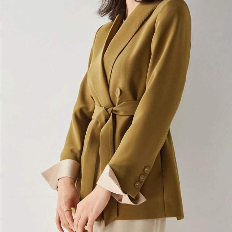 25秋高智淡人简约高级时尚通勤腰带款小西服气质百搭外套女11211