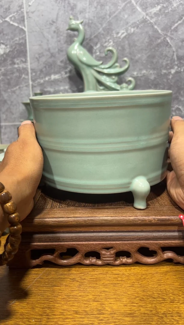 摆件微瑕仿古釉原矿汝瓷
