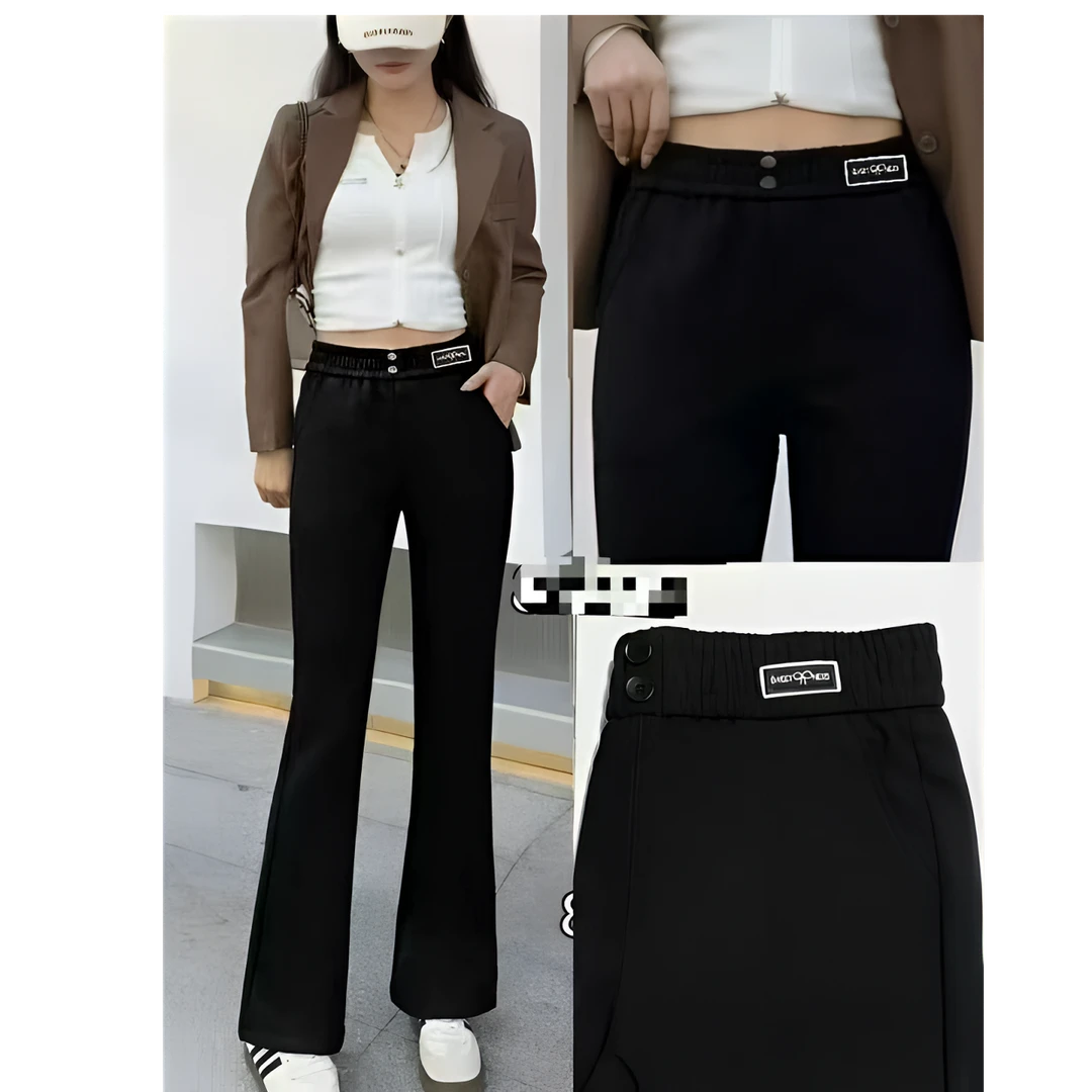 【玲子现货】5937 微喇裤休闲裤显瘦裤子高腰夏季欧美风裤子女