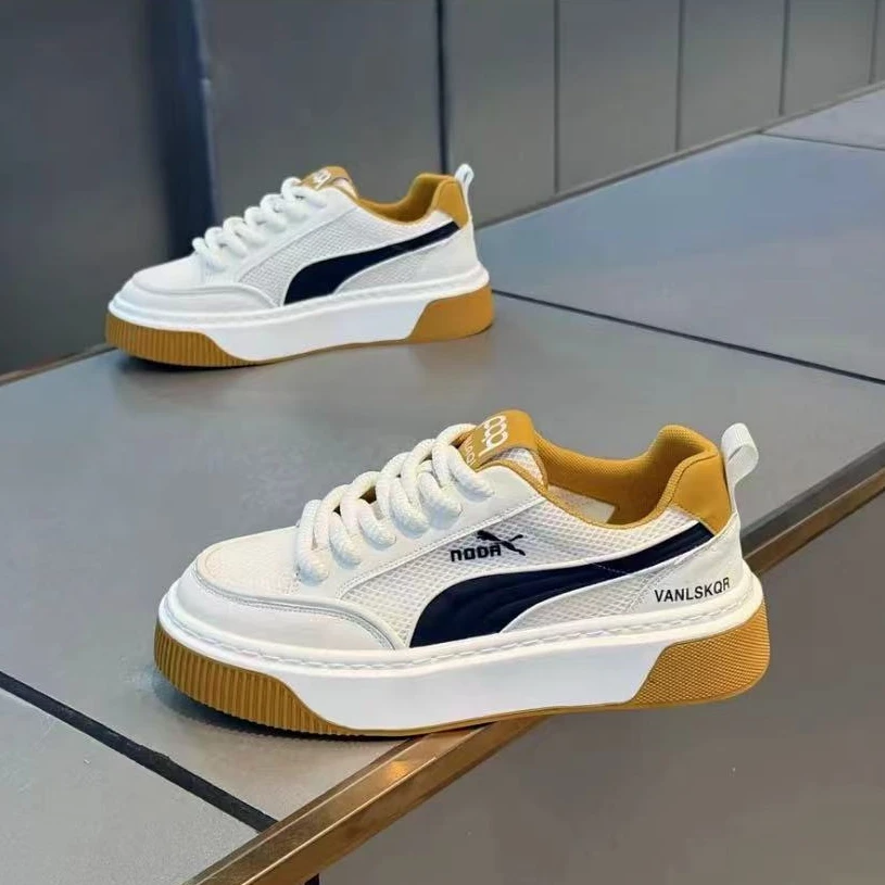 男鞋2025夏季新款五网面透气时尚休闲板鞋男士轻奢厚底鞋子男百搭