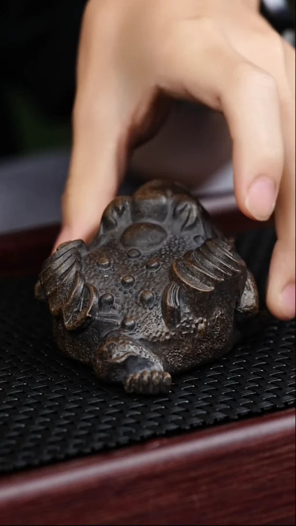 茶壶紫砂宜兴原矿紫砂作品 山竹金蟾